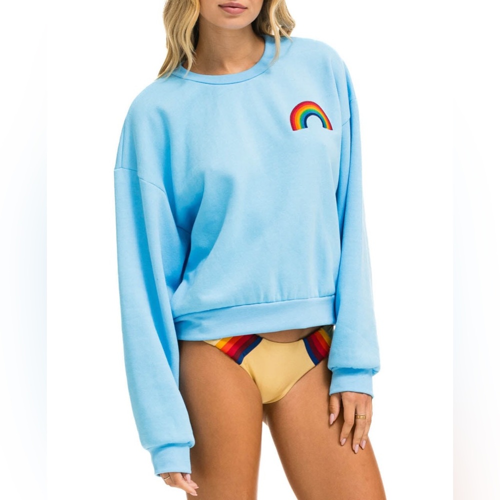 Aviator Nation RAINBOW EMBROIDERY RELAXED CREW SWEATSHIRT